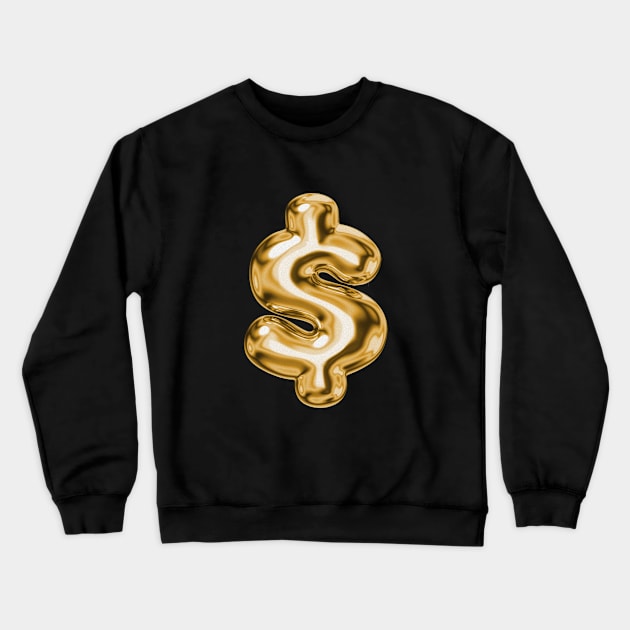 Golden Dollar Sign $ Crewneck Sweatshirt by NonsenseArt